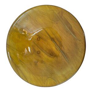 Handcrafted Signed Amber Swirl Glass Bowl 10 in Decorative Serving Dish